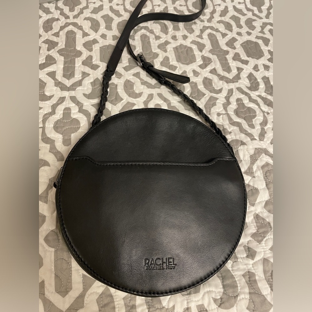 Rachel Roy Black Leather Round Purse